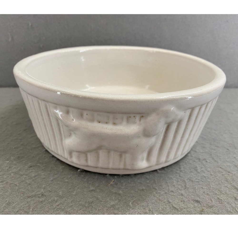 Robinson Ransbottom RRPC Vintage Dog Bowl USA Roseville Ohio Stoneware 1930s